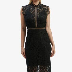 Bardot Black Lace Panel Dress, Little Black Dress